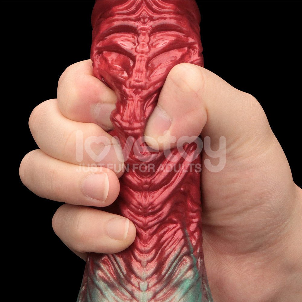 Aerosx 8 Inch Dual Density Inflatable Dildo - Red/Green 28 cm Inflatable Fantasy Dildo - Silk and Sin