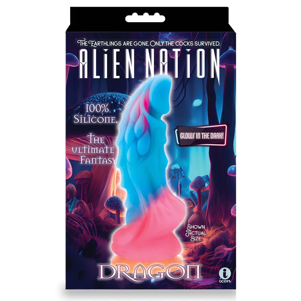 Alien Nation - Glow Dragon - Glow in Dark Rainbow 22.9 cm Fantasy Dong - silkandsin