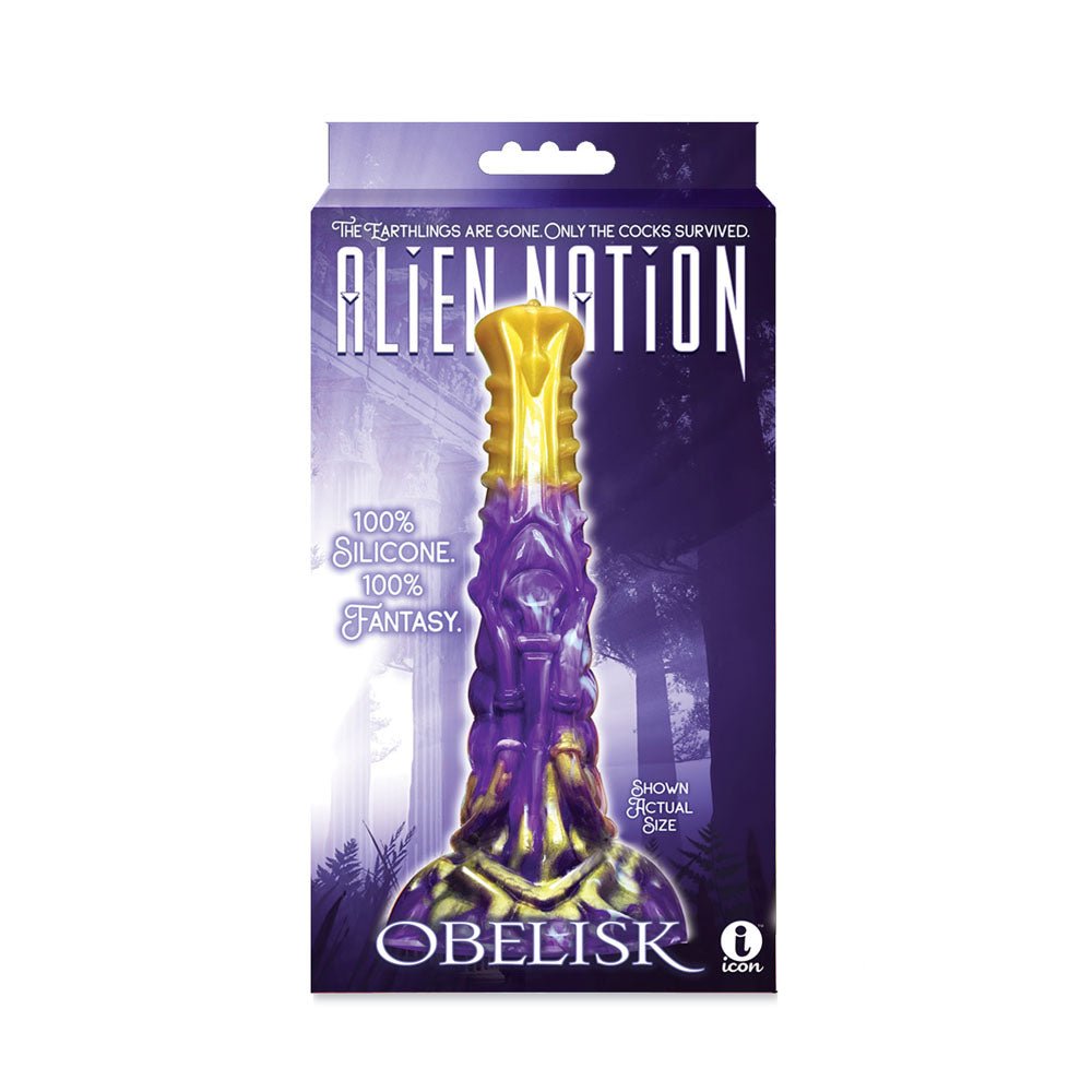 Alien Nation - Obelisk - Purple/Gold 22.2 cm Fantasy Dong - Silk and Sin