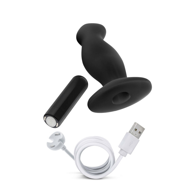 Anal Adventures Platinum Vibrating Prostate Massager 02 - Black 10.8 cm USB Rechargeable Prostate Massager - Silk and Sin