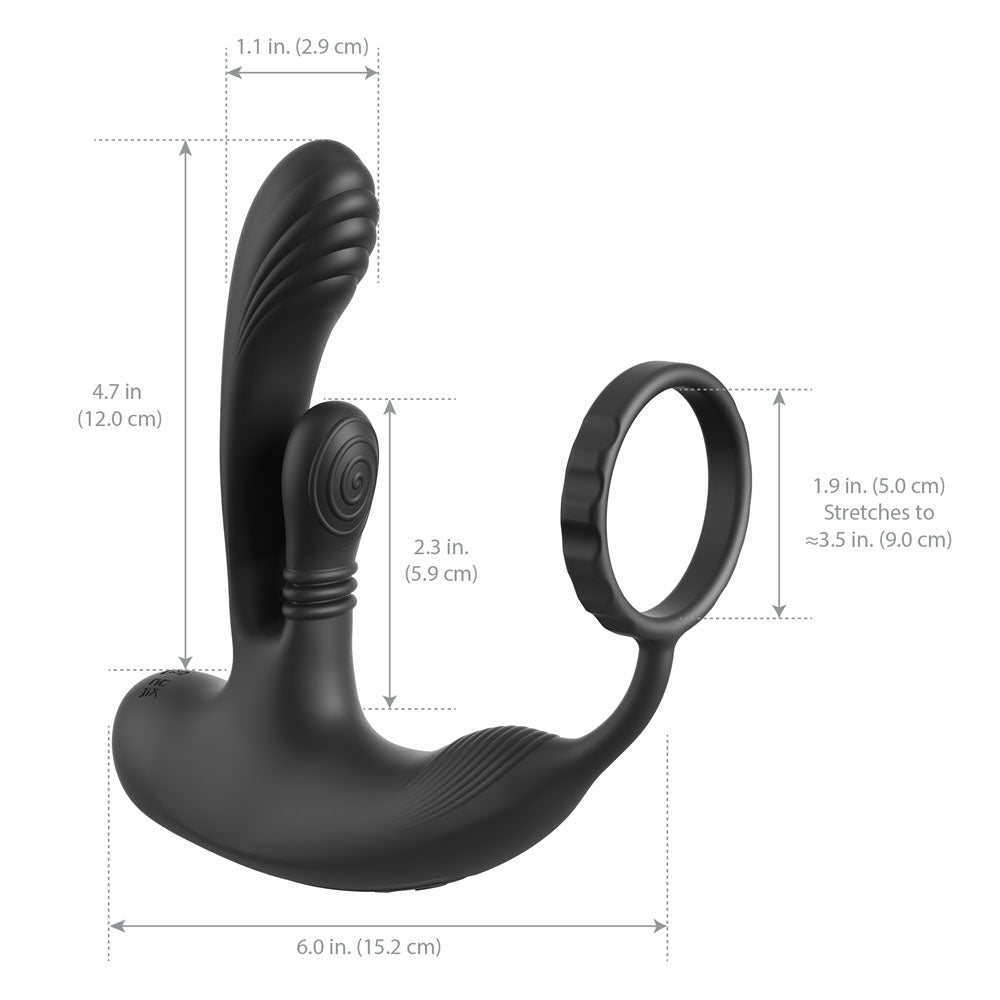 Anal Fantasy Elite Ass-Gasm intiMotion - Black USB Rechargeable Quad Motor Prostate Massager with Remote - Silk and Sin