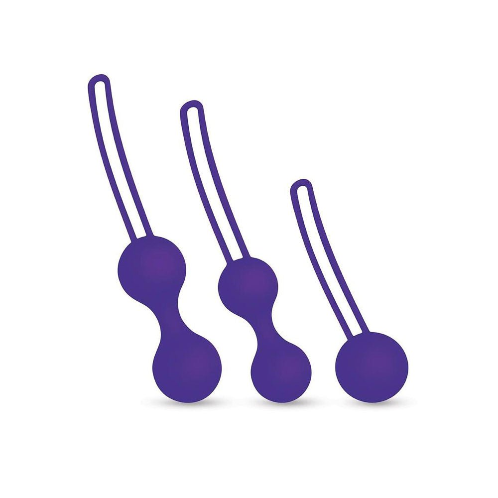 Bodywand Squeeze 3pc Kegel Training Set - Purple Weighted Kegel Ball Set - 3 Piece Kit - Silk and Sin