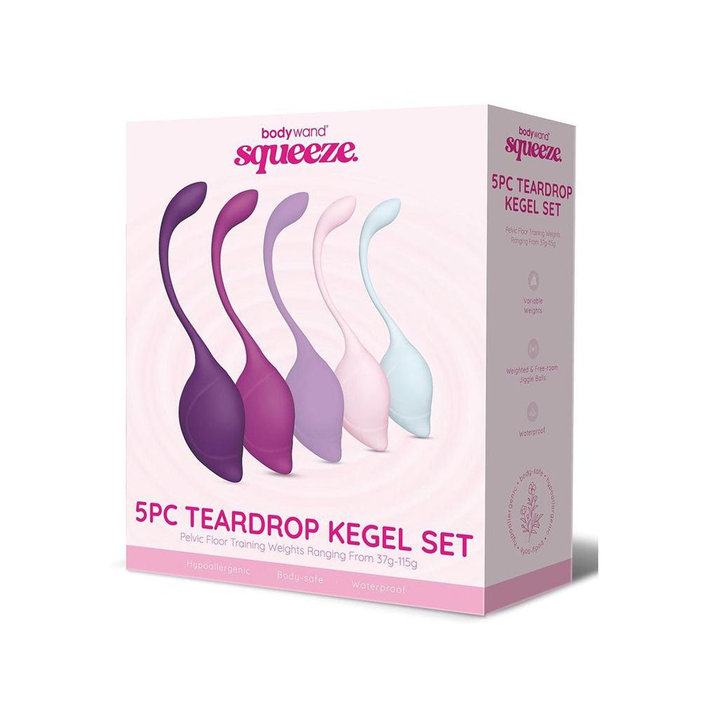 Bodywand Squeeze 5pc Teardrop Kegel Set - Weighted Kegel Set - 5 Piece Kit - Silk and Sin