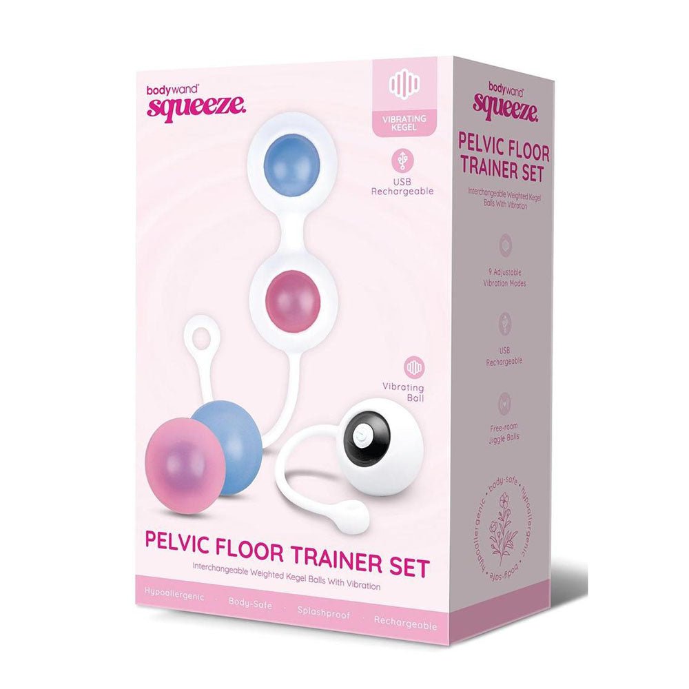 Bodywand Squeeze Pelvic Floor Trainer Set - USB Rechargeable Weighted Vibrating Kegel Set - Silk and Sin