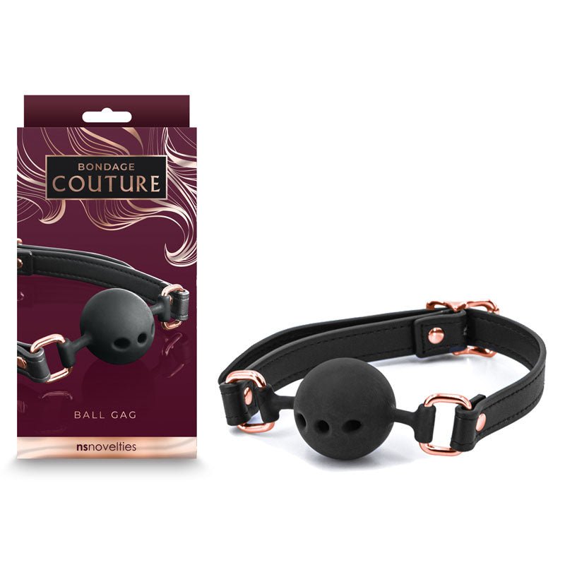 Bondage Couture Ball Gag - Black - Black Mouth Restraint - Silk and Sin