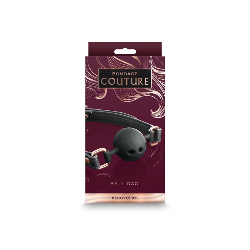 Bondage Couture Ball Gag - Black - Black Mouth Restraint - Silk and Sin