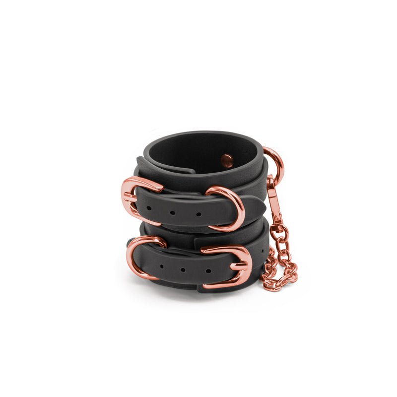 Bondage Couture Wrist Cuffs - Black - Black Restraints - Silk and Sin