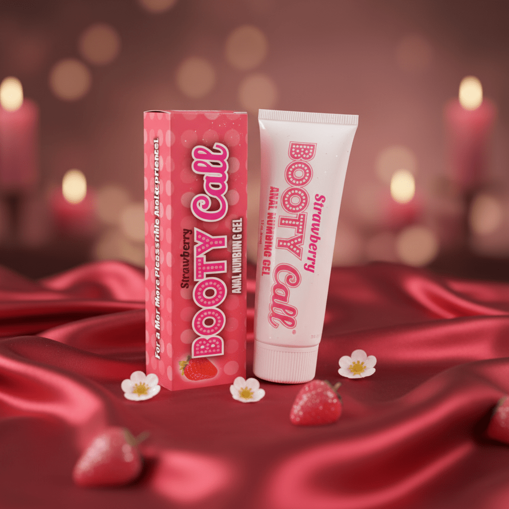 Booty Call Anal Numbing Gel - Strawberry Flavoured Anal Numbing Gel - 44 ml (1.5 oz) Tube - Silk and Sin