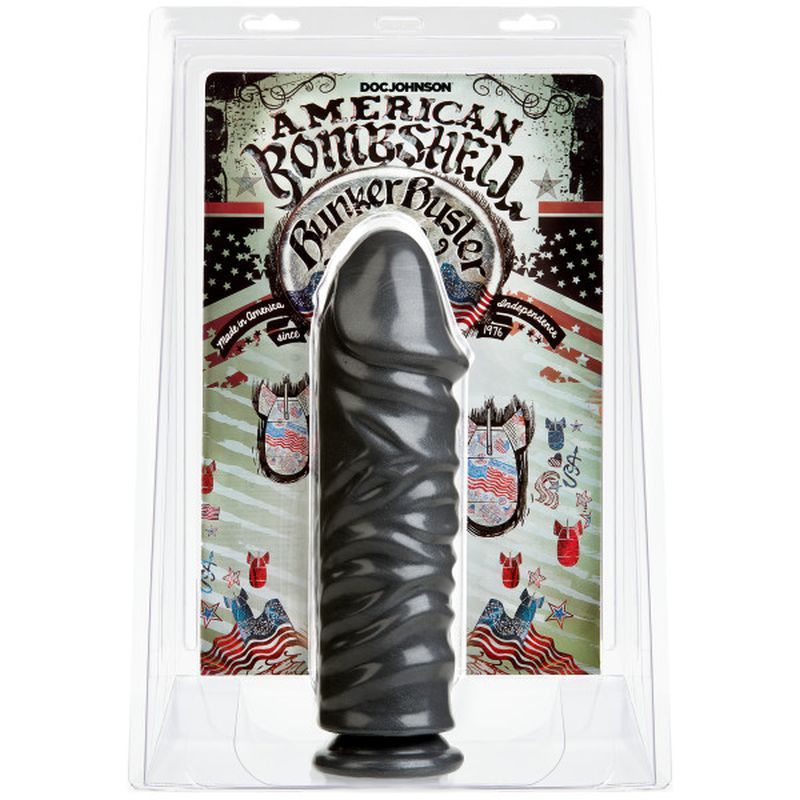 Bunker Buster 10.7in Anal Dildo Gun Metal - Silk and Sin