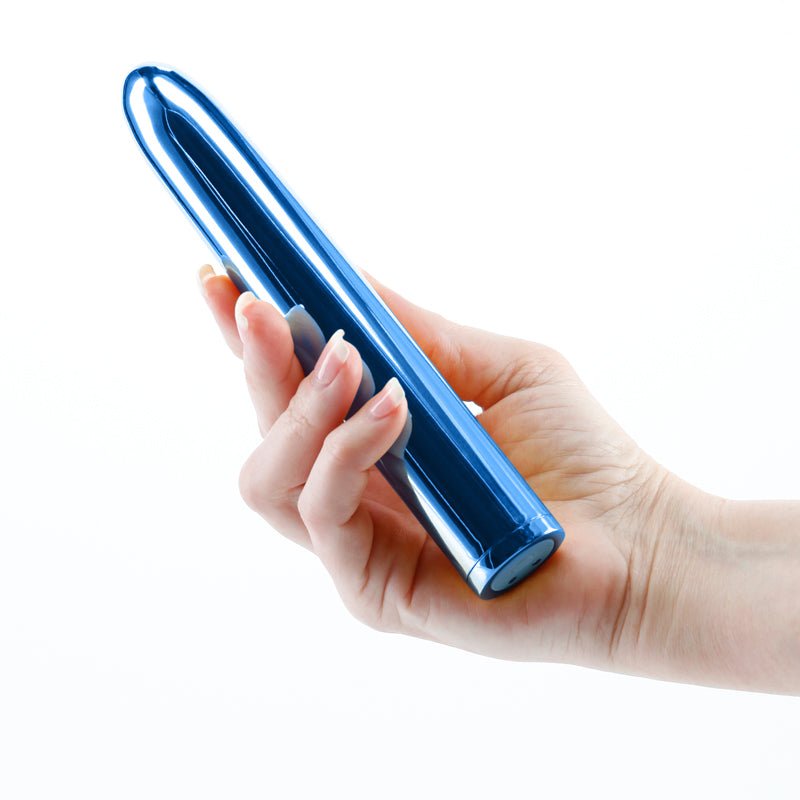 Chroma - Blue - Metallic Blue 17 cm USB Rechargeable Vibrator - Silk and Sin
