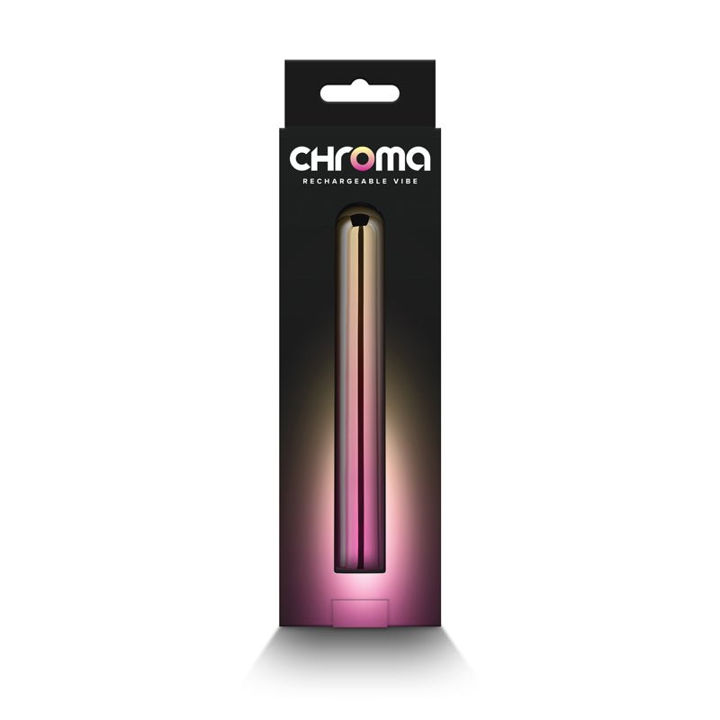 Chroma Sunrise - Large - Metallic Pink/Gold 13.8 cm USB Rechargeable Vibrator - Silk and Sin