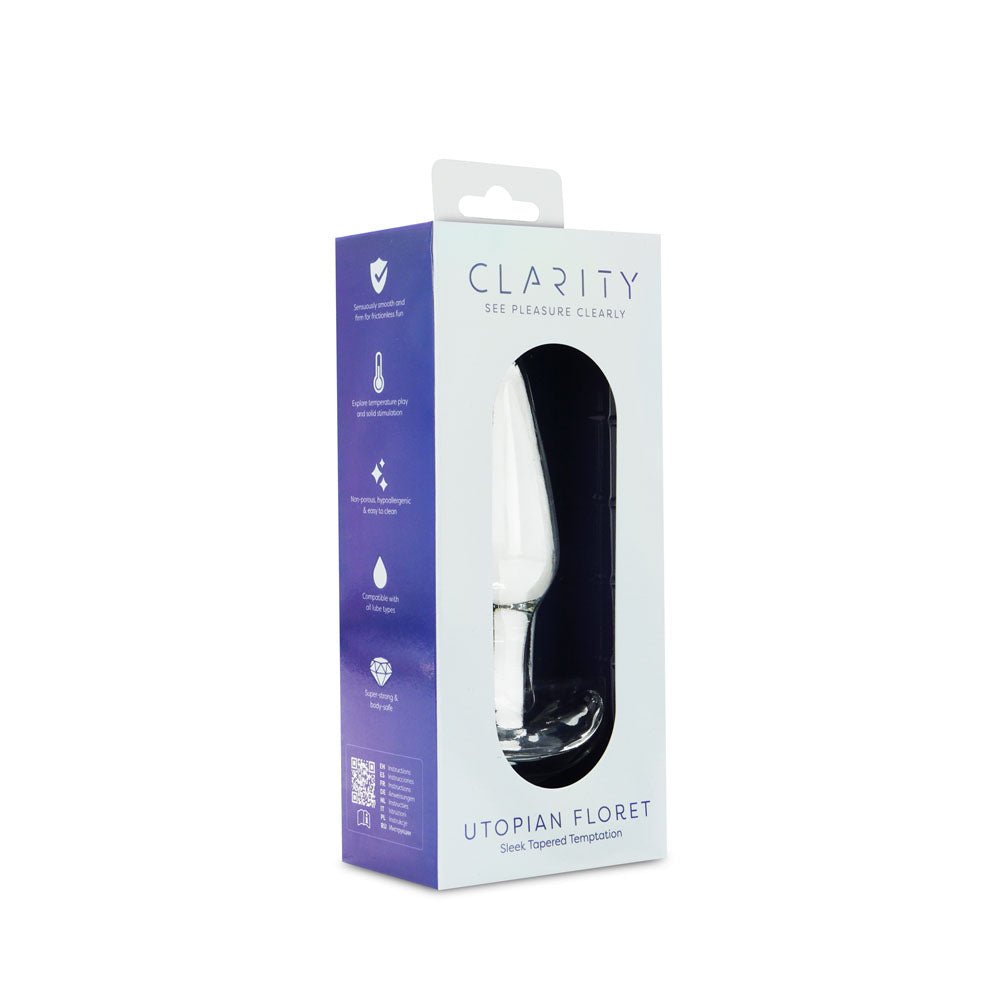 Clarity - Utopian Floret - Clear 11 cm Glass Butt Plug - Silk and Sin