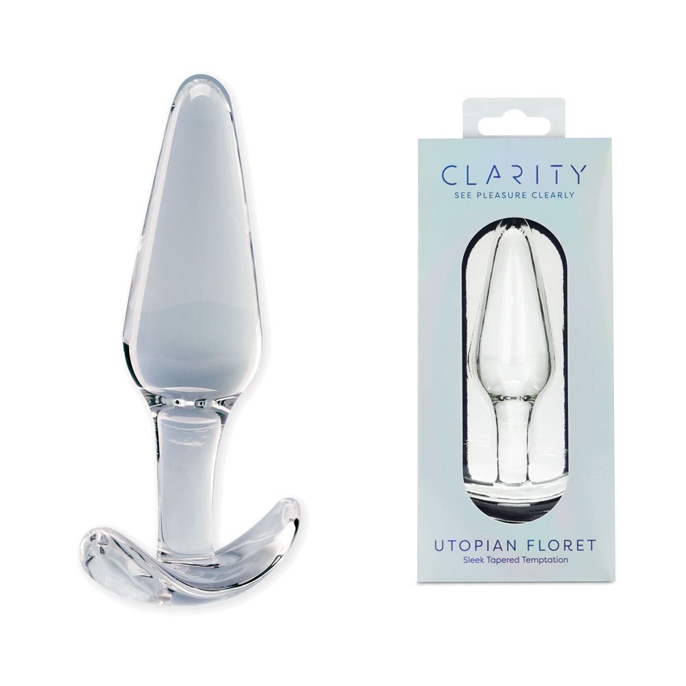Clarity - Utopian Floret - Clear 11 cm Glass Butt Plug - Silk and Sin