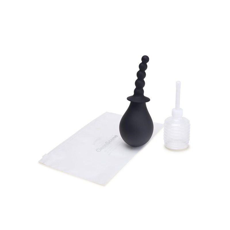 CleanScene 4 Piece Soft Squeeze Beaded Anal Douche Set with Flared Base - 250 ml Capacity with Free Travel Douche Included - Silk and Sin