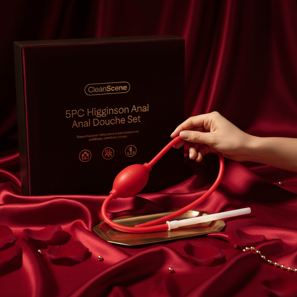 CleanScene 5 Piece Higginson Anal Douche Set - Includes Free Travel Douche Included - Silk and Sin
