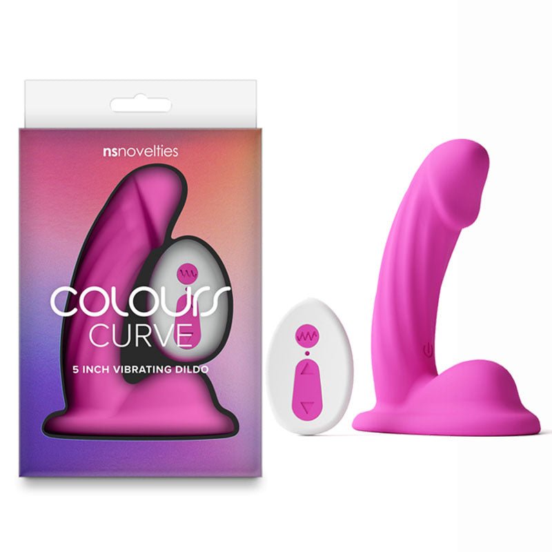 Colours Curve - Vibrating 5'' Dildo - Pink - Pink 12.6 cm USB Rechargeable Vibrating Dildo with Wireless Remote - Silk and Sin