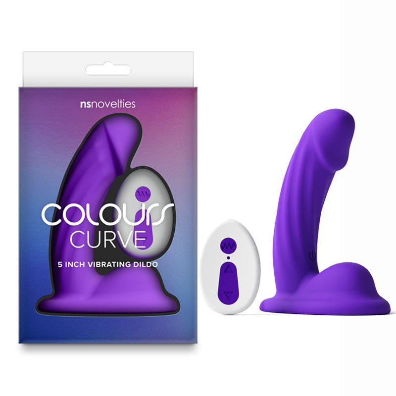 Colours Curve - Vibrating 5'' Dildo - Purple - Purple 12.6 cm USB Rechargeable Vibrating Dildo with Wireless Remote - Silk and Sin