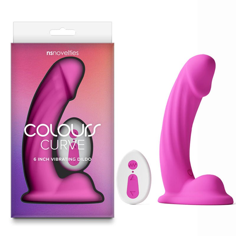 Colours Curve - Vibrating 6'' Dildo - Pink - Pink 16.4 cm USB Rechargeable Vibrating Dildo with Wireless Remote - Silk and Sin