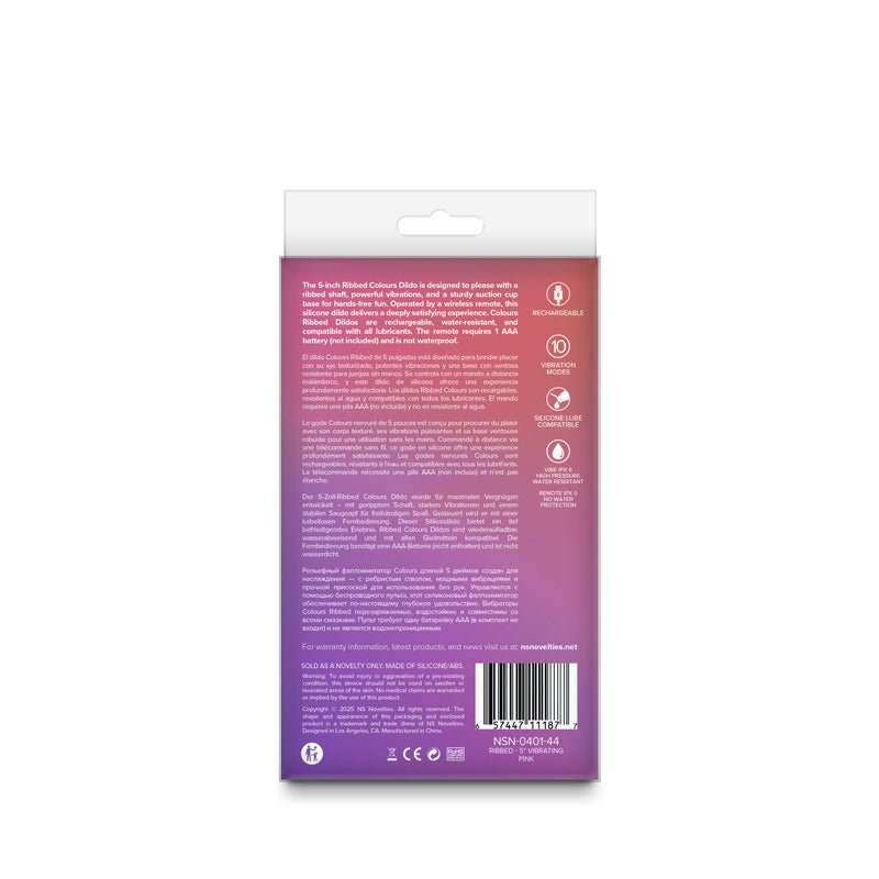 Colours Ribbed - 5'' Vibrating Dildo - Pink - Pink 14.5 cm USB Rechargeable Vibrating Dildo with Wireless Remote - Silk and Sin