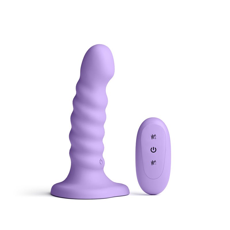 Colours Ribbed - 5'' Vibrating Dildo - Purple - Purple 14.5 cm USB Rechargeable Vibrating Dildo with Wireless Remote - Silk and Sin