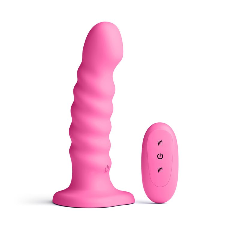Colours Ribbed - 6'' Vibrating Dildo - Pink - Pink 16.5 cm USB Rechargeable Vibrating Dildo with Wireless Remote - Silk and Sin