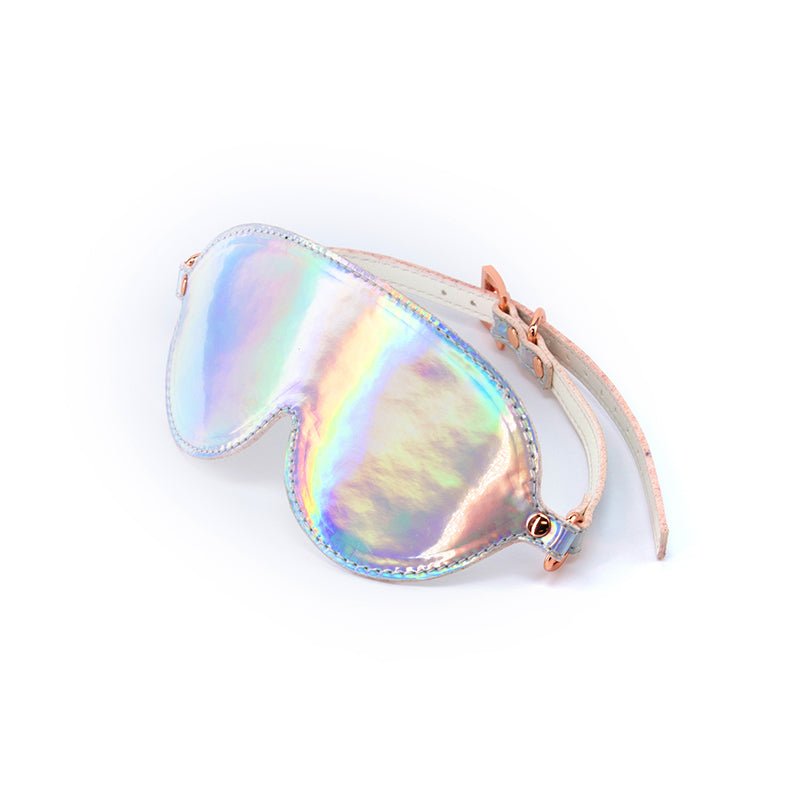 Cosmo Bondage Blindfold - Rainbow - Metallic Rainbow Eye Restraint - Silk and Sin