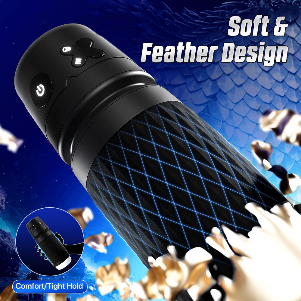 CyberSkin The Warrior - Black USB Rechargeable Sucking & Vibrating Auto Masturbator - Silk and Sin