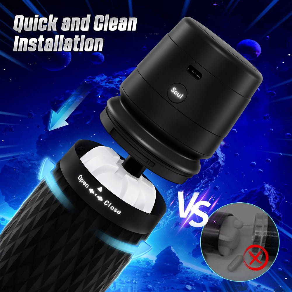 CyberSkin The Warrior - Black USB Rechargeable Sucking & Vibrating Auto Masturbator - Silk and Sin