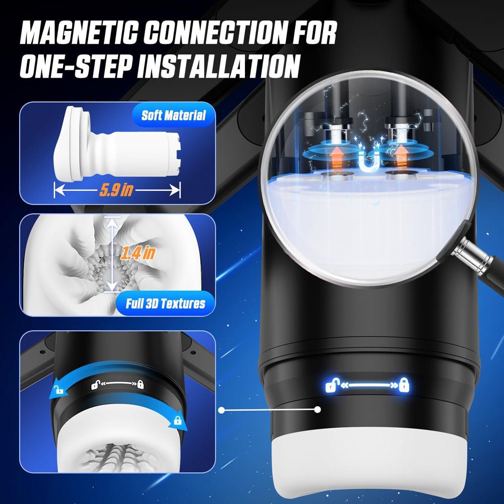 CyberSkin The Wing - Black USB Rechargeable Thrusting & Massaging Auto Masturbator with Heater - Silk and Sin