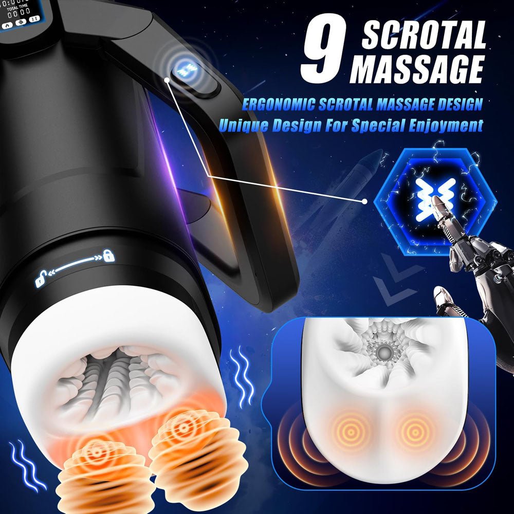 CyberSkin The Wing - Black USB Rechargeable Thrusting & Massaging Auto Masturbator with Heater - Silk and Sin