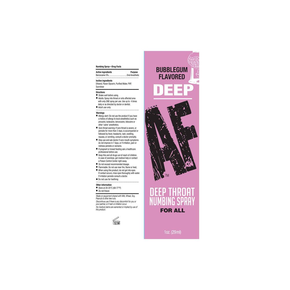 Deep AF - Bubblegum - Bubblegum Flavoured Deep Throat Spray - 29 ml - Silk and Sin