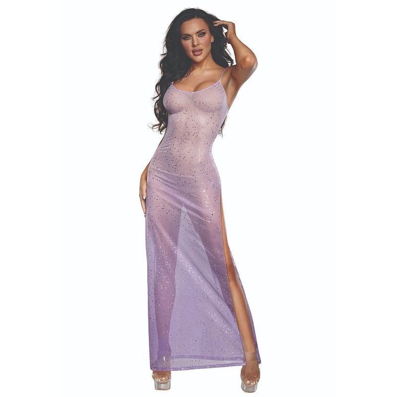 DreamGirl Ombre Glitter Mesh Gown Lilac - Silk and Sin