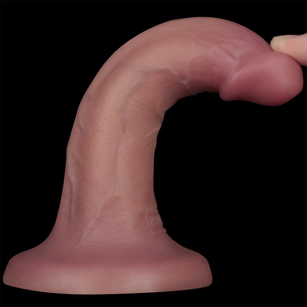 Dual Density Power Cock - 6 Inch Flesh - Flesh 16 cm USB Rechargeable Vibrating Dong - Silk and Sin