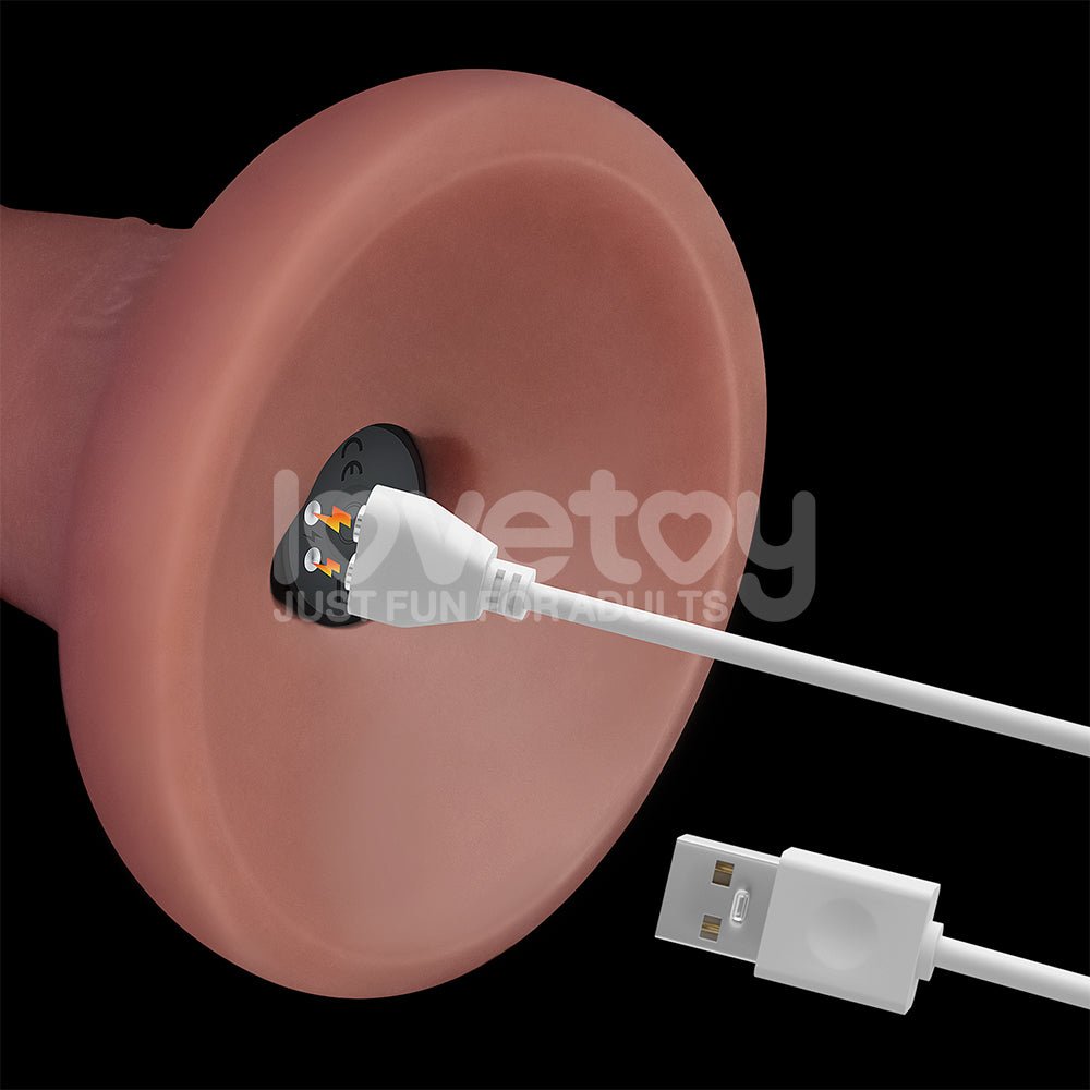 Dual Density Power Cock - 6 Inch Flesh - Flesh 16 cm USB Rechargeable Vibrating Dong - Silk and Sin