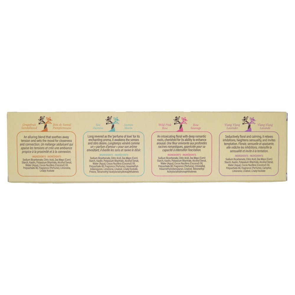 EB Aphrodisiac Bath Fizzers - Scented Bath Bombs - Set of 4 Scents - Silk and Sin