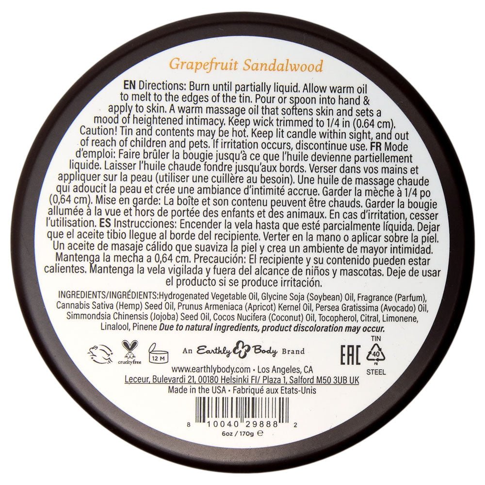 EB Aphrodisiac Massage Candle - Grapefruit Sandalwood - Grapefruit Sandalwood Scented Massage Candle - 170 g - Silk and Sin