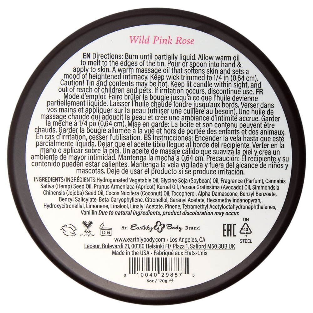 EB Aphrodisiac Massage Candle - Wild Pink Rose - Wild Pink Rose Scented Massage Candle - 170 g - Silk and Sin