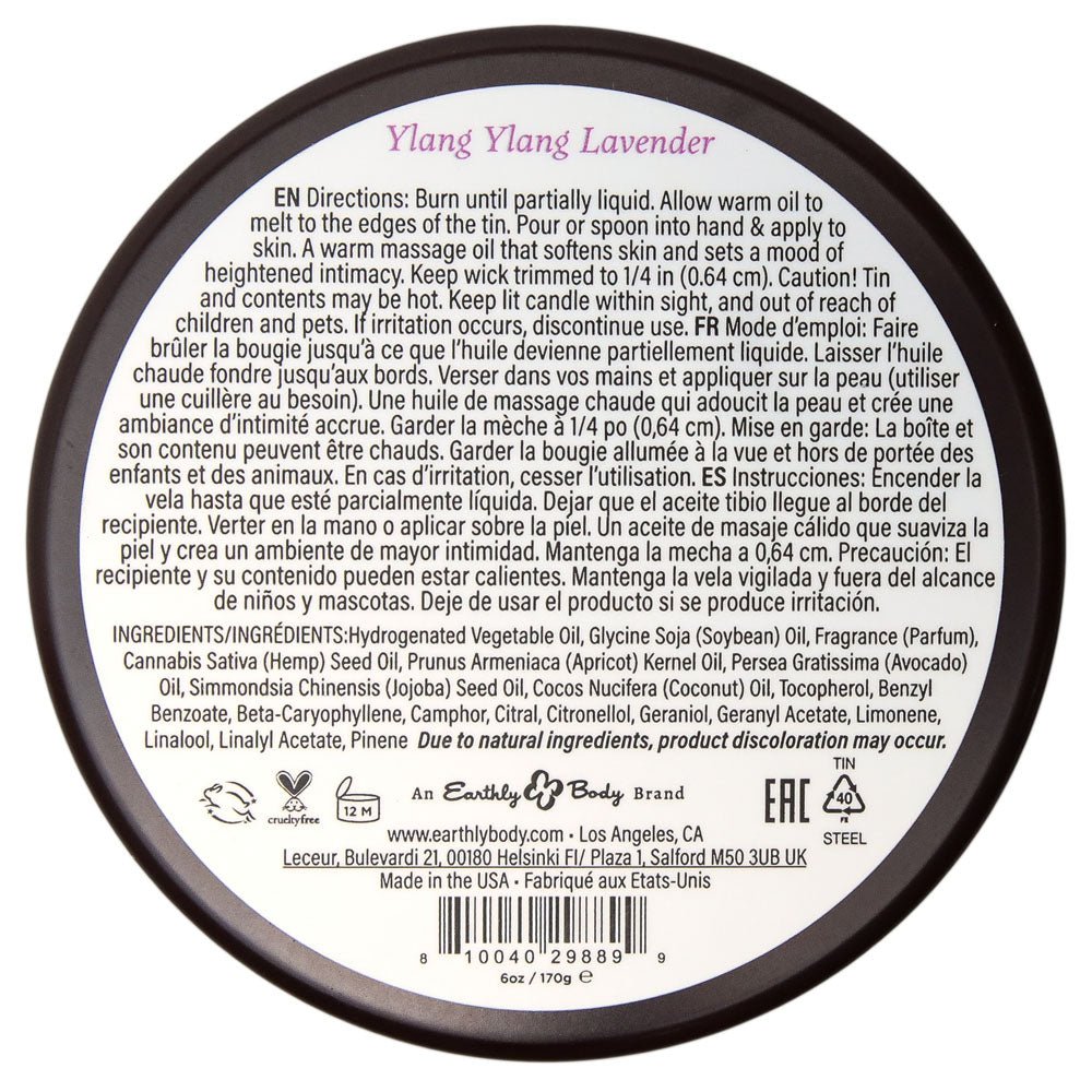 EB Aphrodisiac Massage Candle - Ylang Ylang Lavender - Ylang Ylang Lavender Scented Massage Candle - 170 g - Silk and Sin