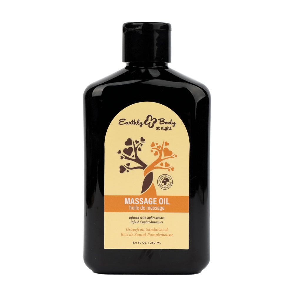 EB Aphrodisiac Massage Oil GRAPEFRUIT SANDALWOOD - 250 ml - Grapefruit Sandalwood Scented Massage Oil - 250 ml Bottle - Silk and Sin