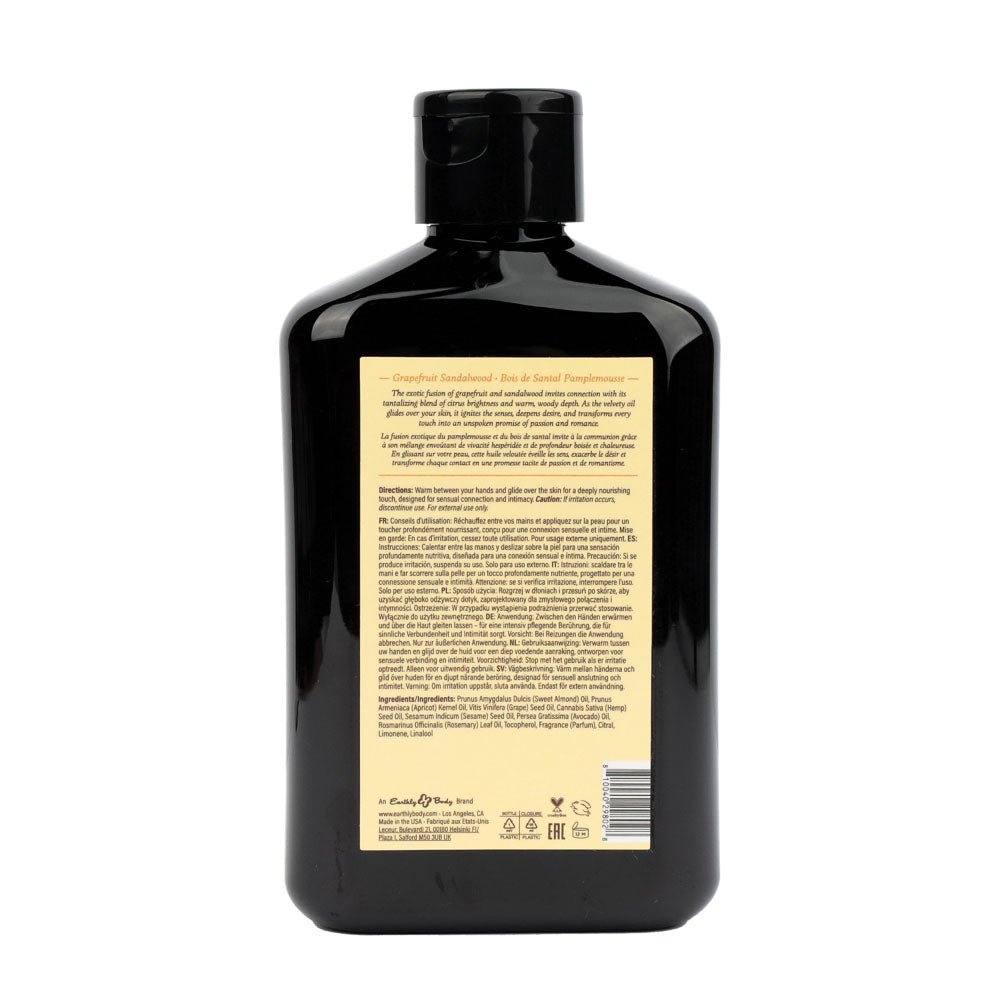 EB Aphrodisiac Massage Oil GRAPEFRUIT SANDALWOOD - 250 ml - Grapefruit Sandalwood Scented Massage Oil - 250 ml Bottle - Silk and Sin