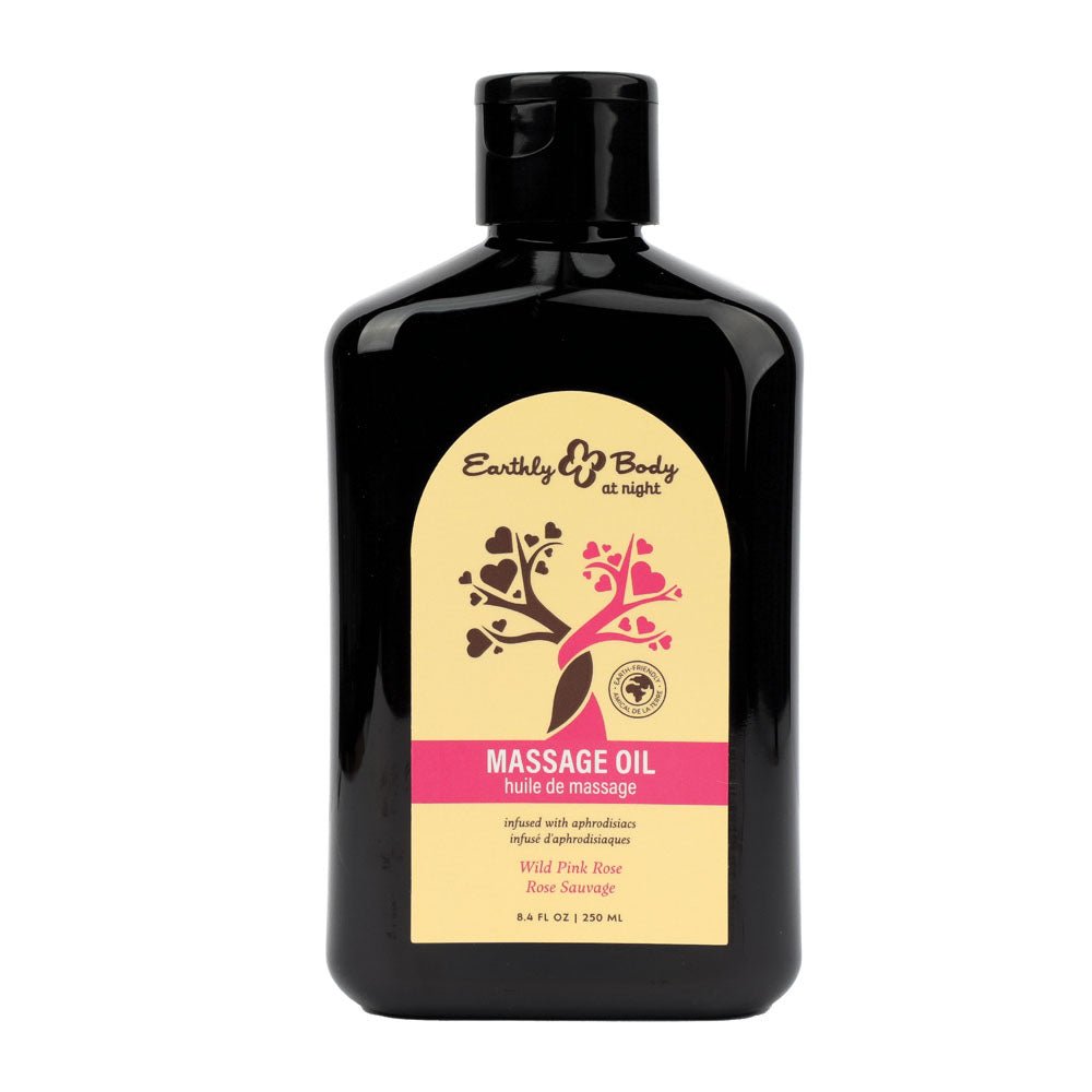 EB Aphrodisiac Massage Oil WILD PINK ROSE - 250 ml - Wild Pink Rose Scented Massage Oil - 250 ml Bottle - Silk and Sin