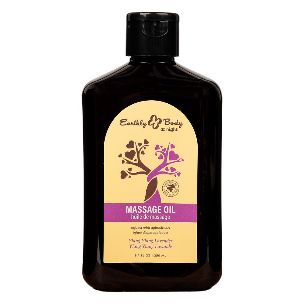 EB Aphrodisiac Massage Oil YLANG YLANG LAVENDER - 250 ml - Ylang Ylang & Sandalwood Scented Massage Oil - 250 ml Bottle - Silk and Sin