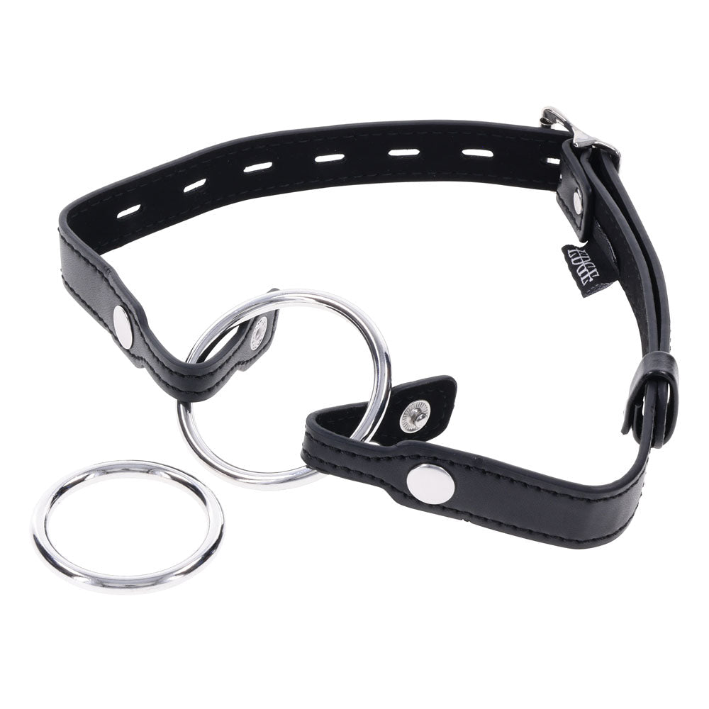 EDGE Interchangeable Ring Gag - Black Mouth Gag Restraint with 2 Interchangeable Pieces - silkandsin