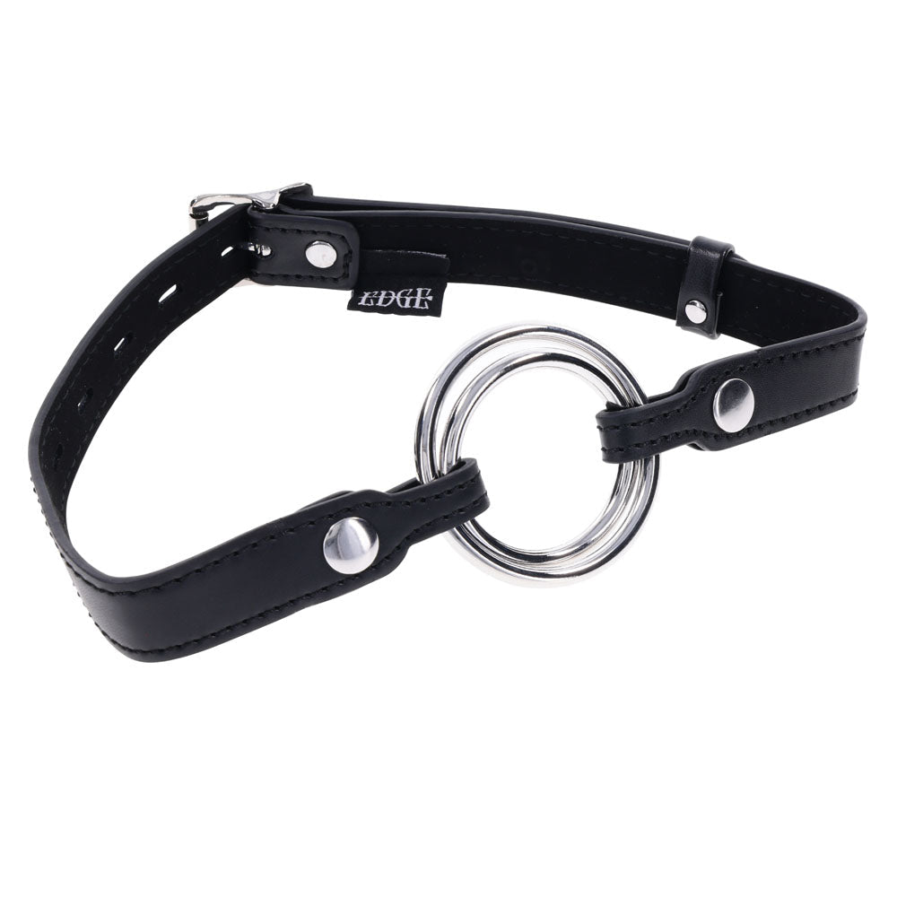 EDGE Interchangeable Ring Gag - Black Mouth Gag Restraint with 2 Interchangeable Pieces - silkandsin