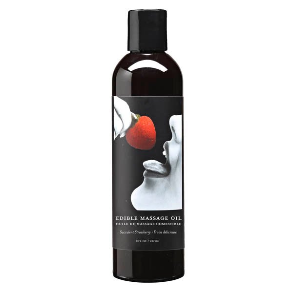 Edible Massage Oil - Succulent Strawberry Flavoured - 237 ml Bottle - Silk and Sin
