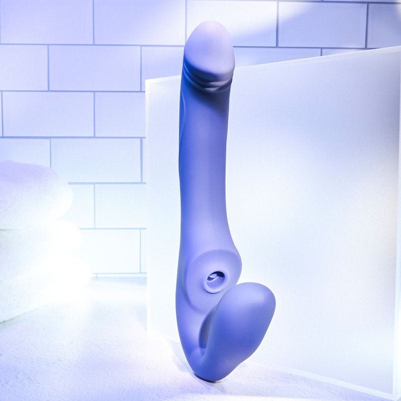 Evolved 2 BECOME 1 - Purple 23.5 cm USB Rechargeable Strapless Strap-On with Remote - Silk and Sin
