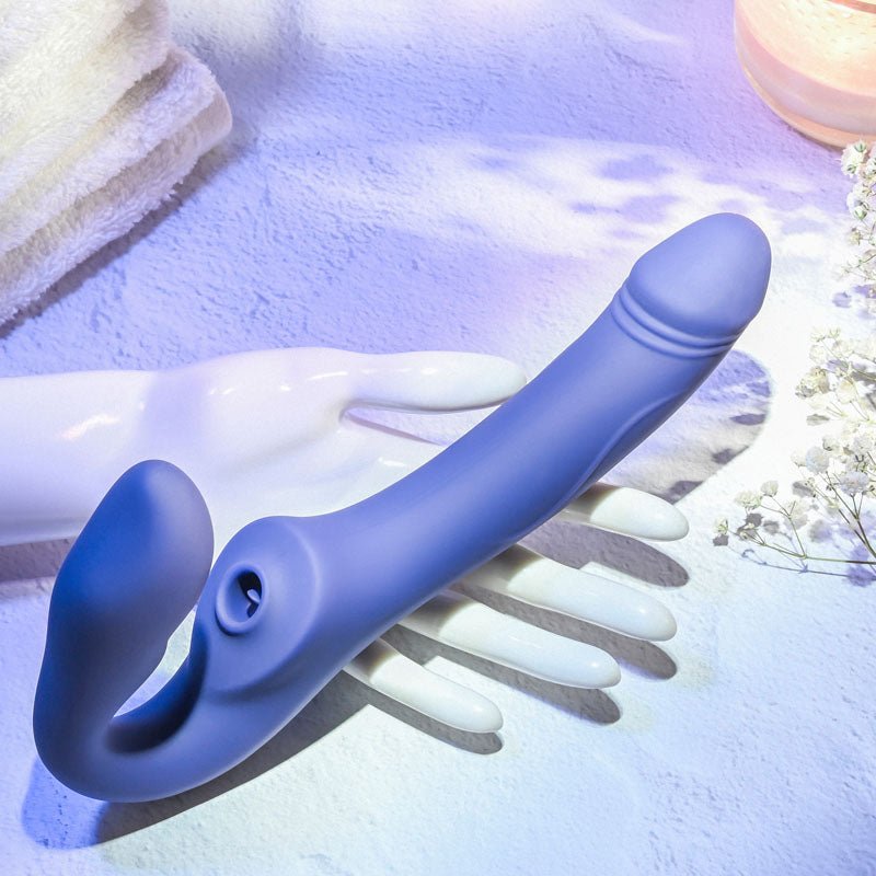 Evolved 2 BECOME 1 - Purple 23.5 cm USB Rechargeable Strapless Strap-On with Remote - Silk and Sin