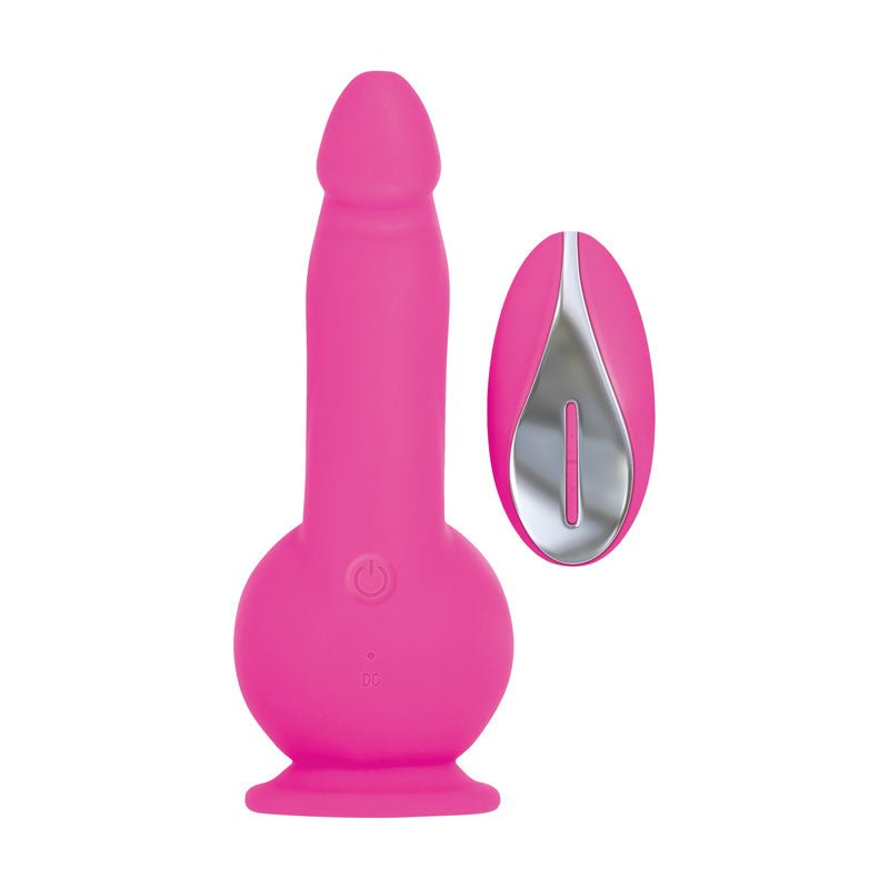 Evolved Ballistic - Pink 19 cm USB Rechargeable Vibrating Dong with Balls Motor & Remote - Silk and Sin