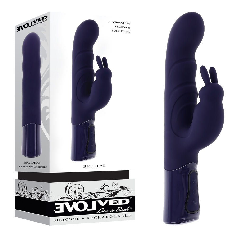 Evolved BIG DEAL - Purple 25.7 cm USB Rechargeable Rabbit Vibrator - Silk and Sin
