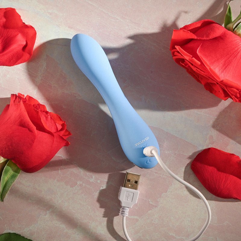 Evolved BLUE CRUSH - Blue 12 cm USB Rechargeable Mini Vibrator - Silk and Sin